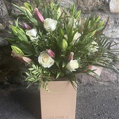 Oriental Lily and White Rose Bouquet